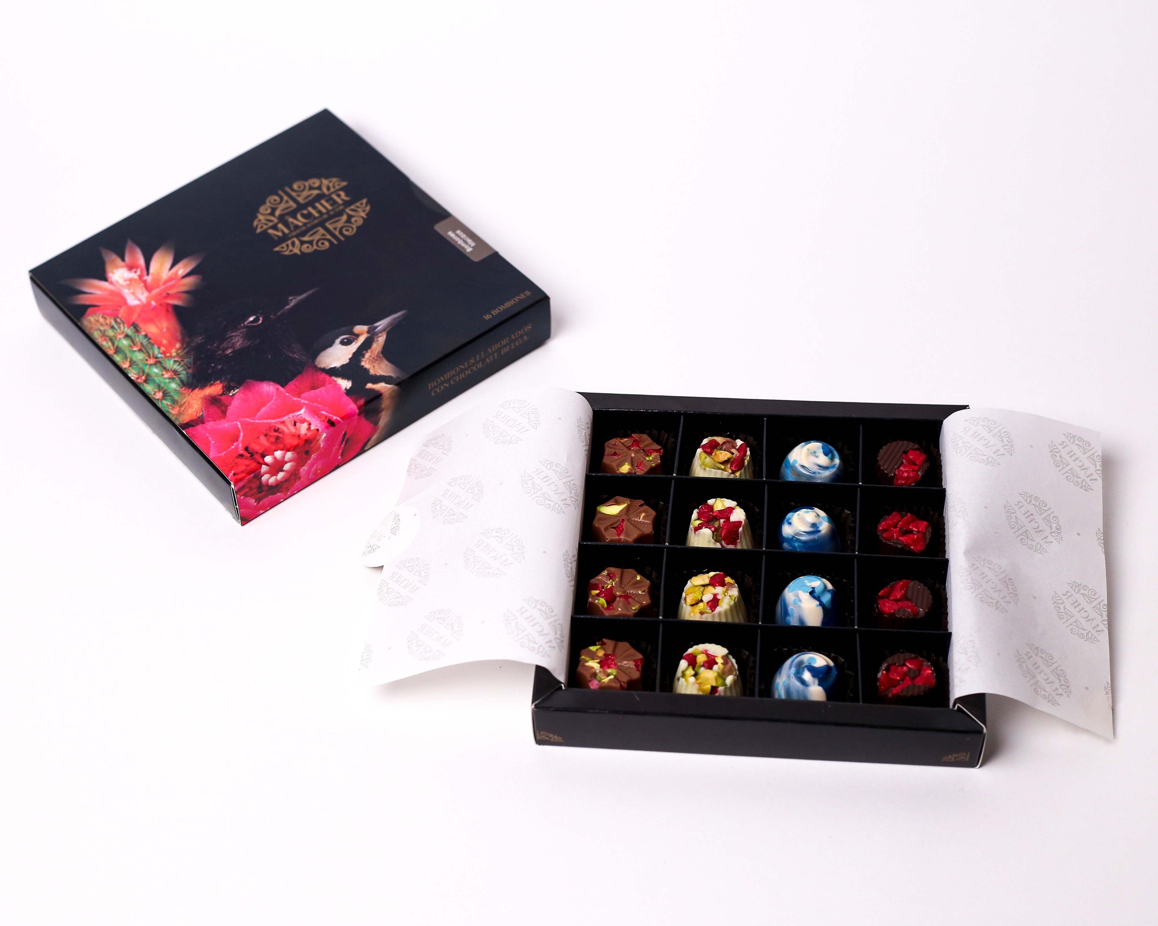 Caja 16 bombones macizos sin azúcar